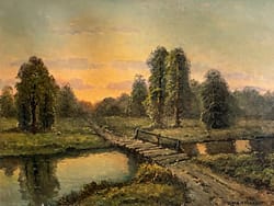 Wiktor KORECKI (1890-1980), Pejzaż o zachodzie słońca